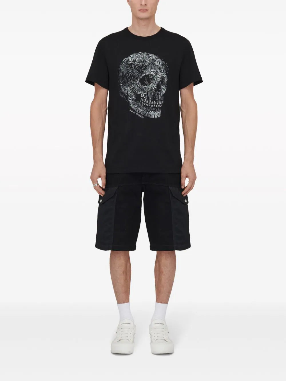 Alexander McQueen Crystal Skull T-shirt In Black