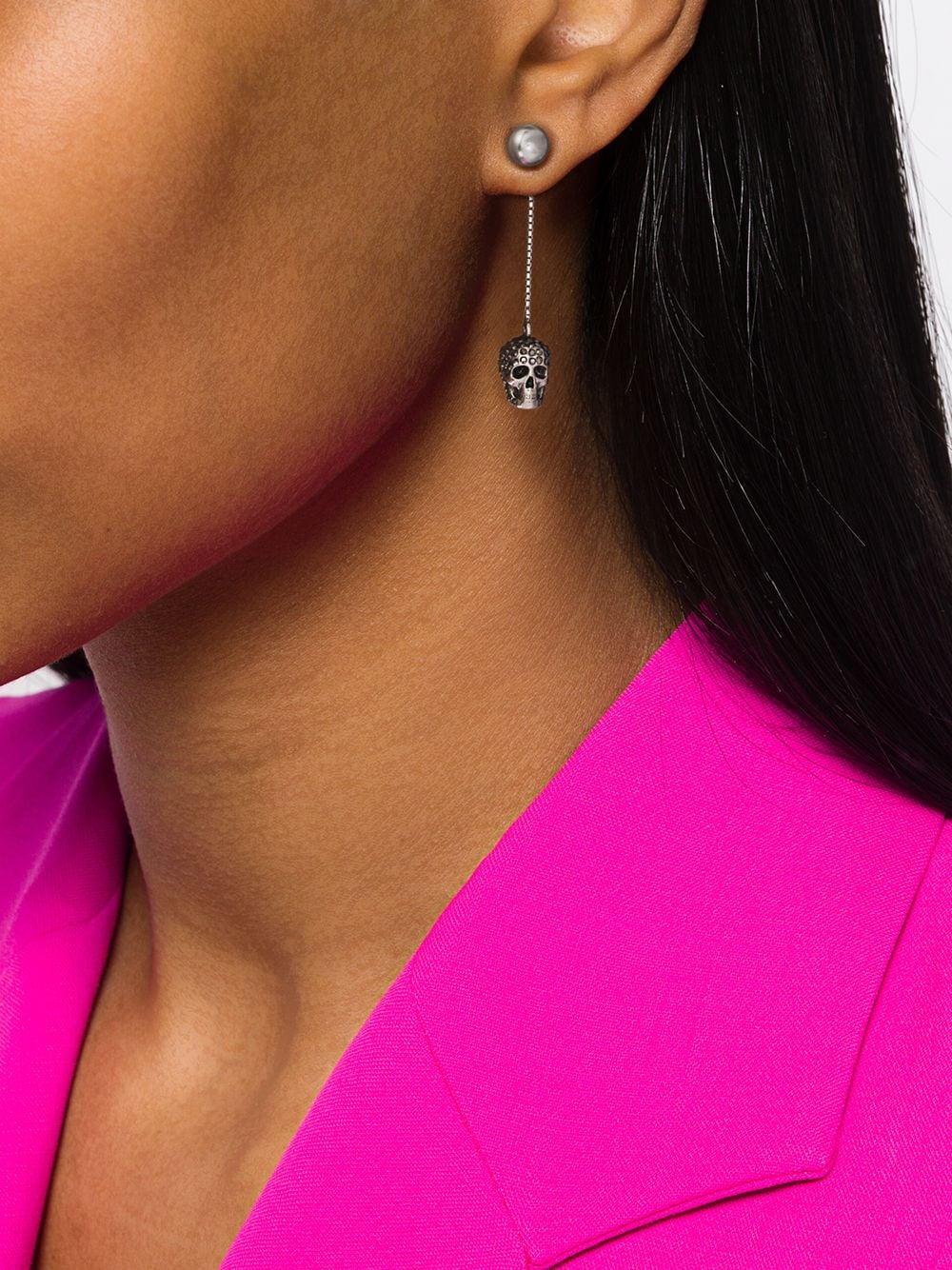 Alexander McQueen Pave Skull Chain Earrings
