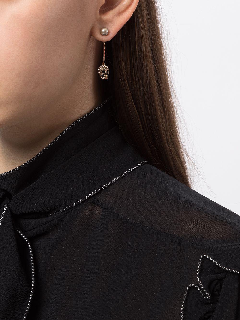 Alexander McQueen Pave Skull Chain Earrings