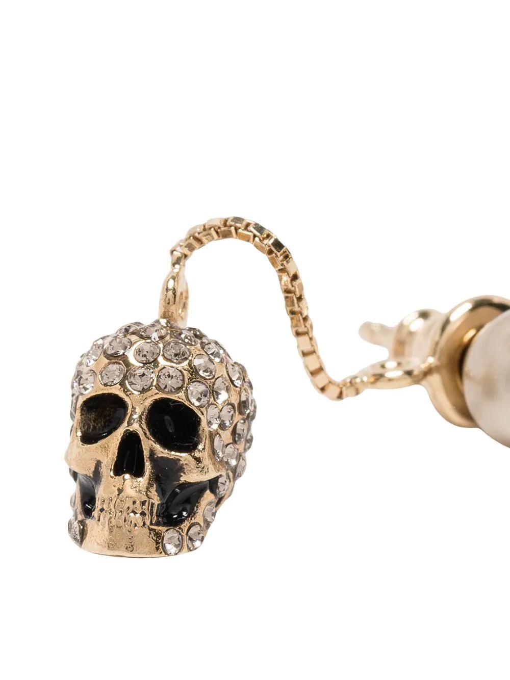 Alexander McQueen Pave Skull Chain Earrings