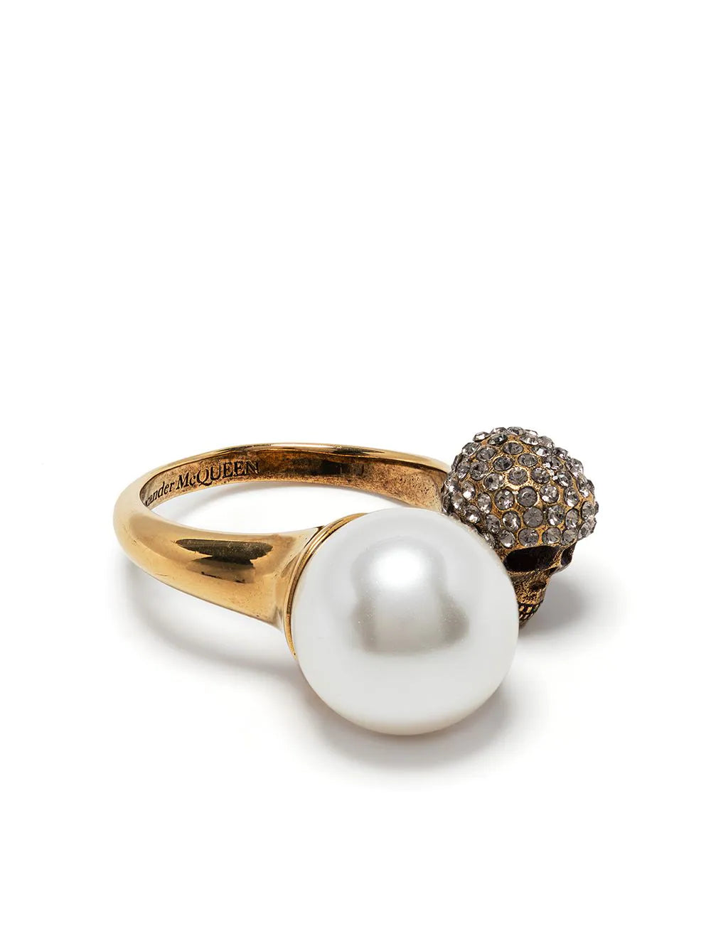 Alexander McQueen Pearl-like Skull Ring