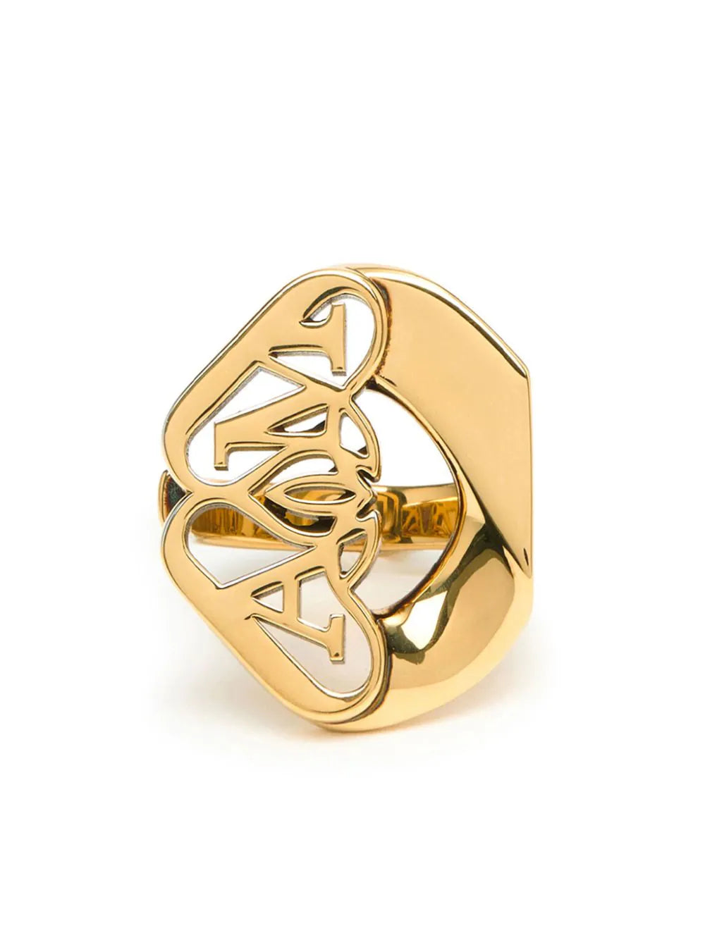 Alexander McQueen Seal Logo Ring In Gold