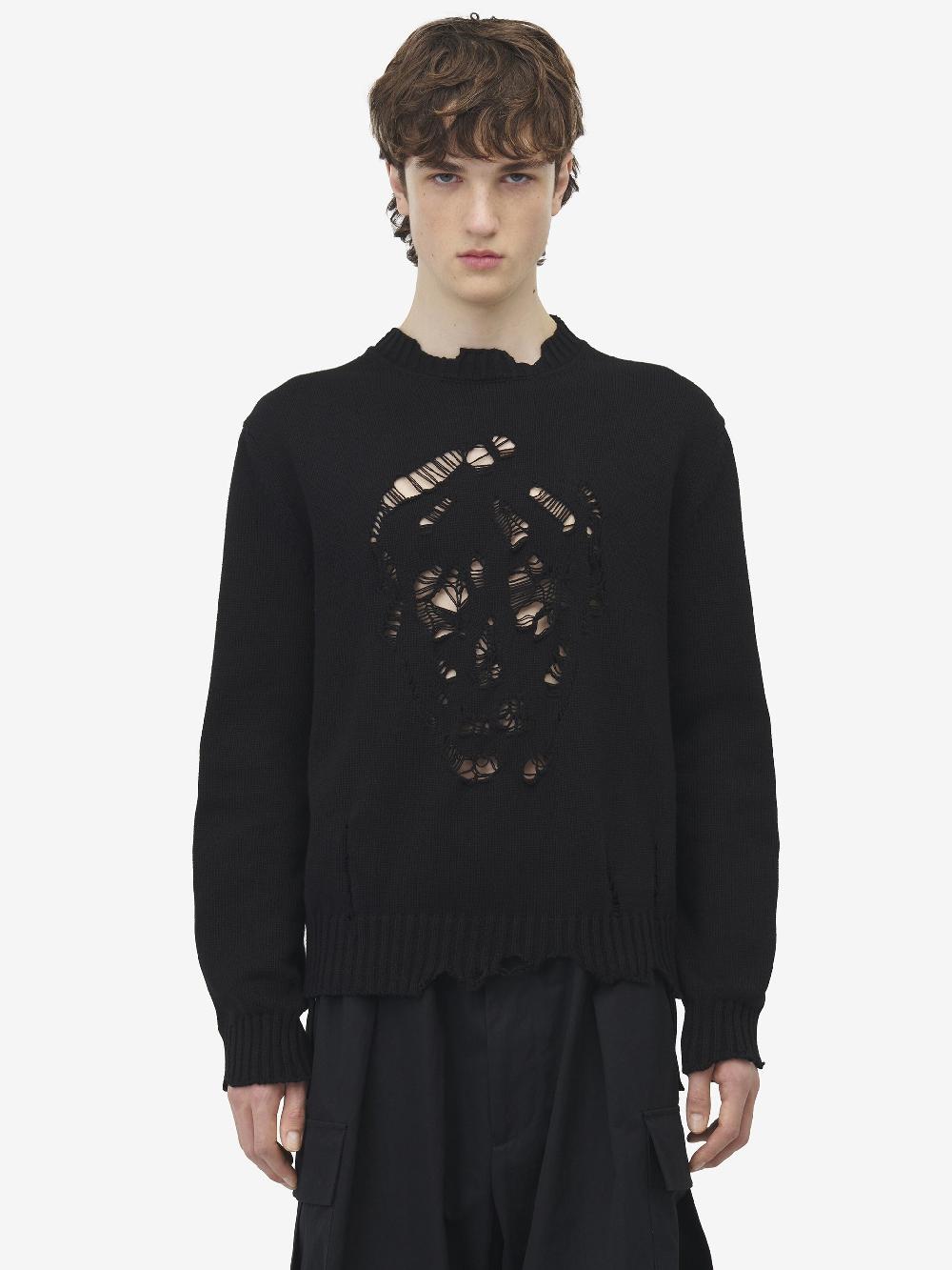 Alexander McQueen Worn Look Skull Sweater