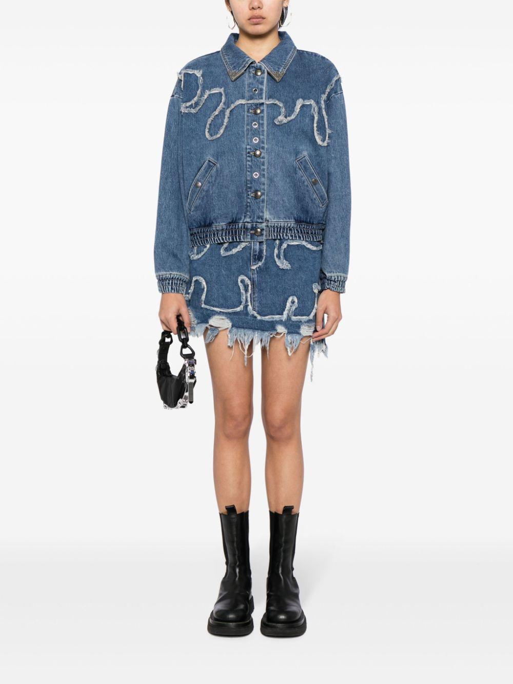 Andersson Bell Miako Wave Denim Miniskirt