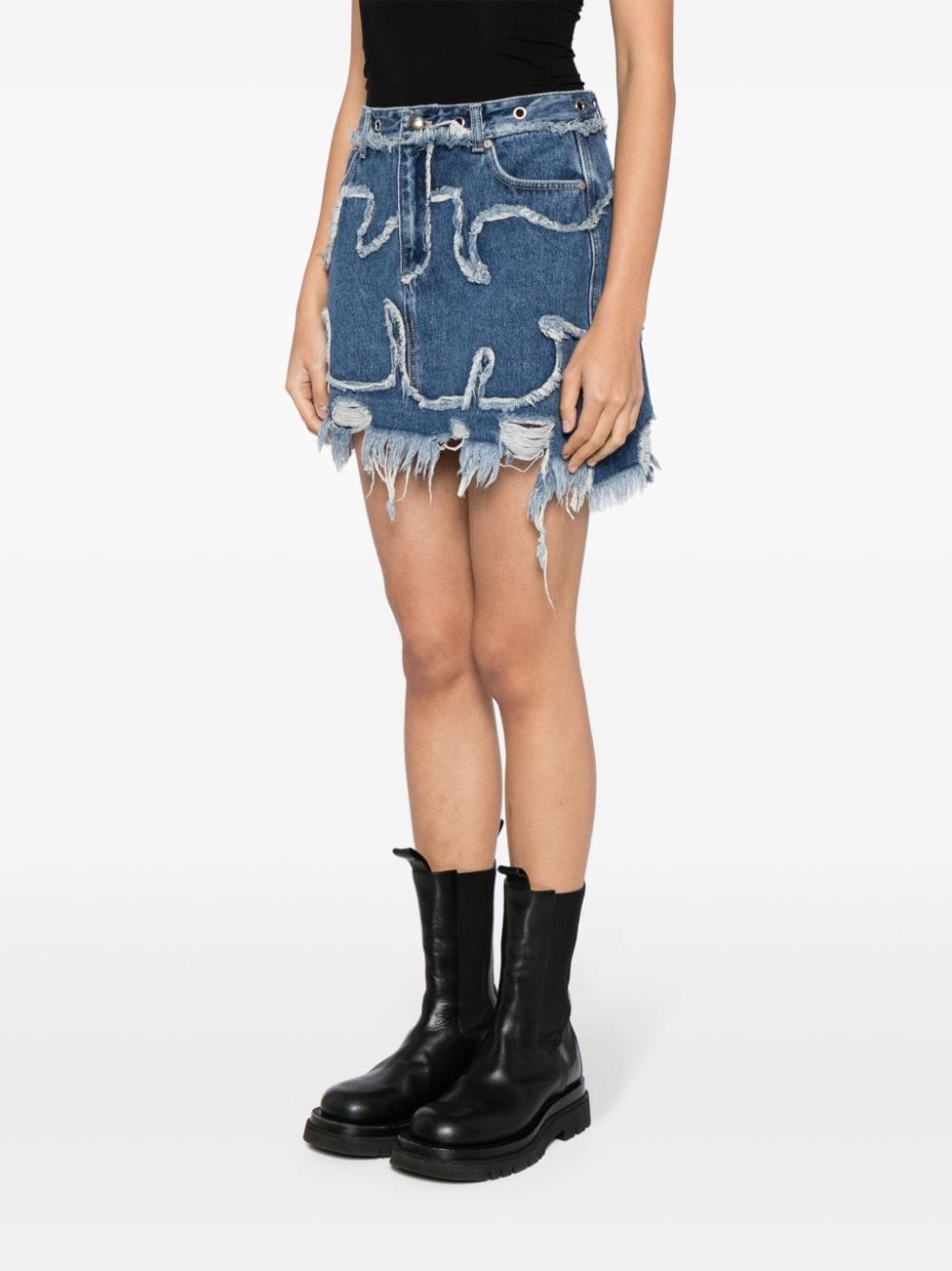 Andersson Bell Miako Wave Denim Miniskirt