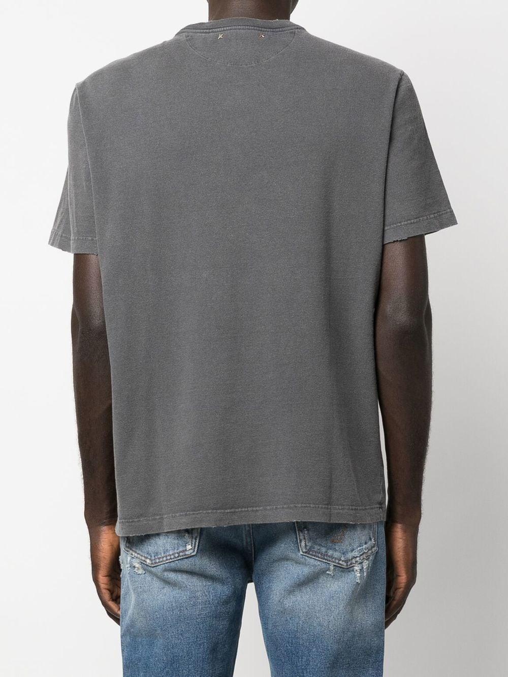 Golden Goose Anthracite Gray Men's T-shirt With Distressed Treatment