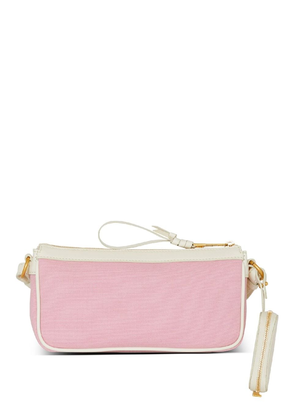 BALMAIN B-army Clutch Bag With Chain In Canvas And Leather