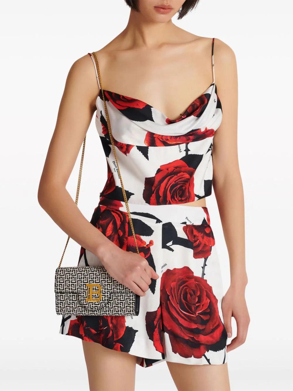 BALMAIN B-buzz Wallet In Embossed Calfskin With Pb Labyrinth Monogram