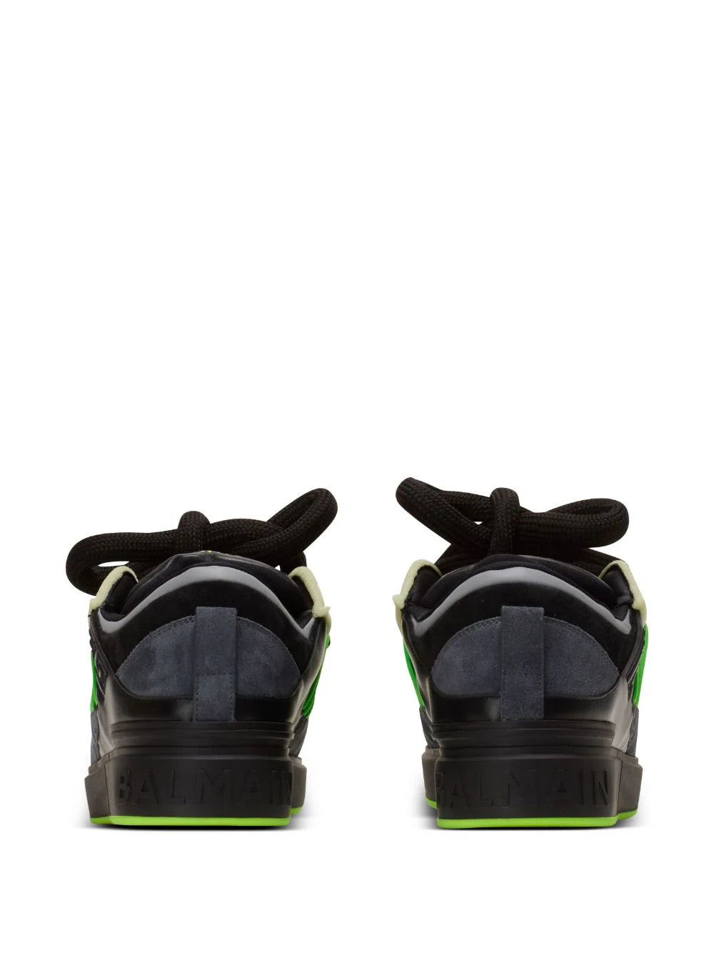 BALMAIN B-court Puffy Skate Sneakers In Calfskin And Suede