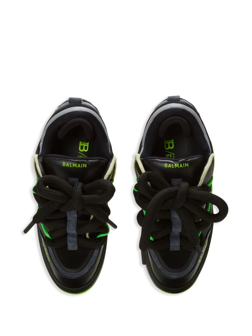 BALMAIN B-court Puffy Skate Sneakers In Calfskin And Suede