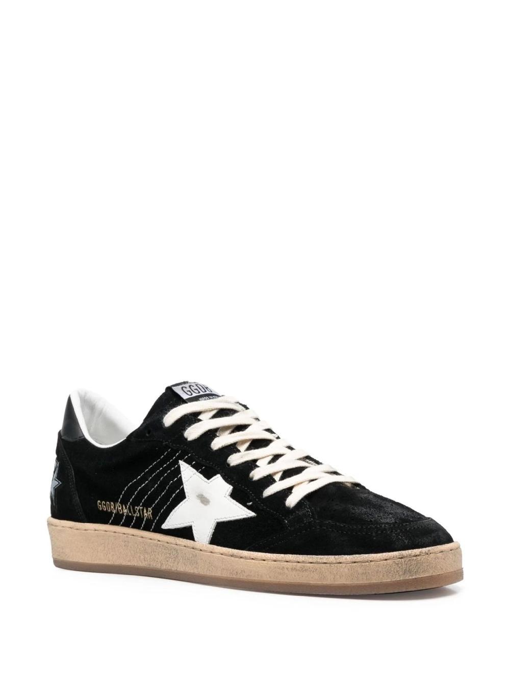 Golden Goose Ball Star In Black Suede With White Leather Star
