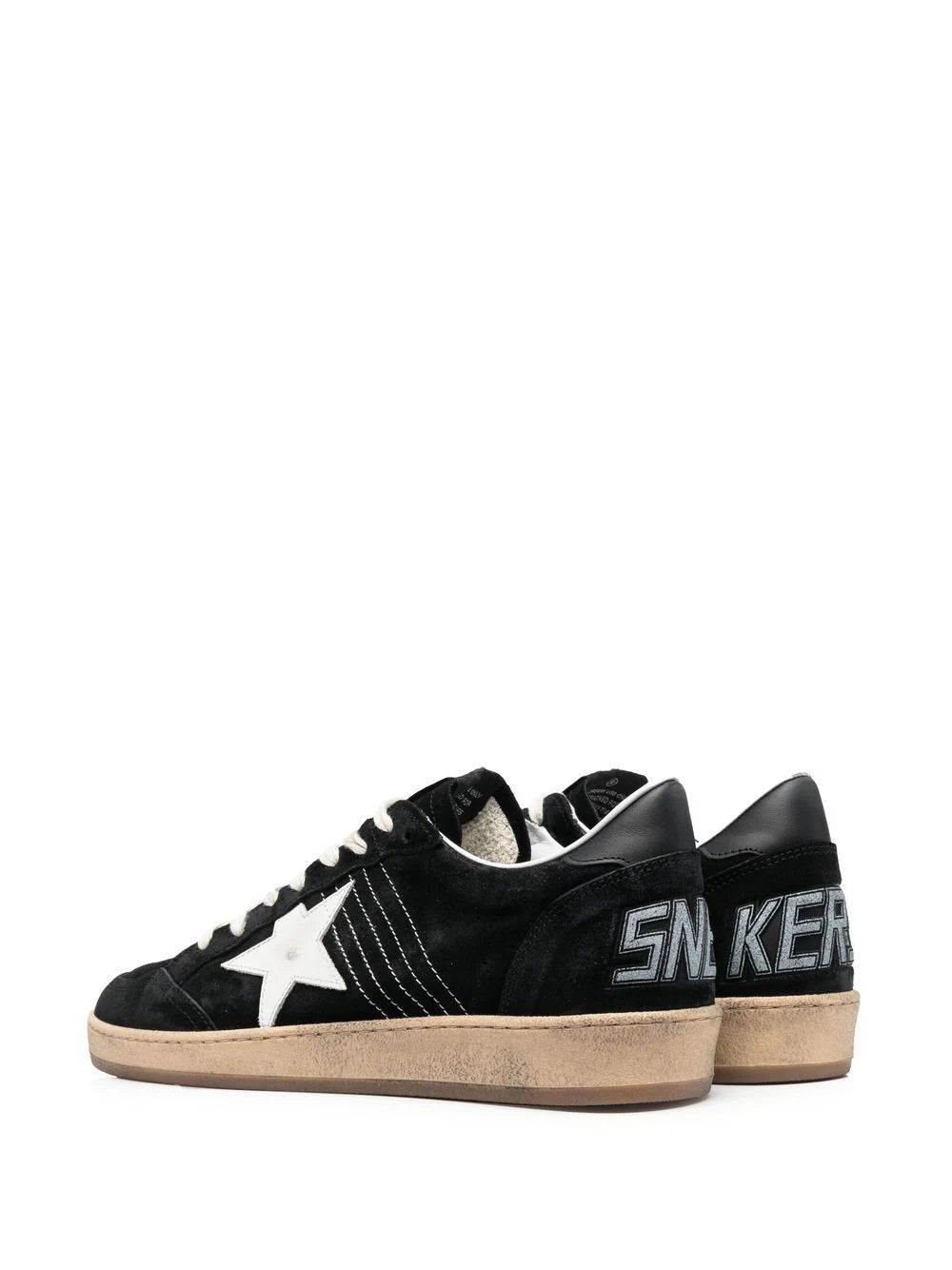 Golden Goose Ball Star In Black Suede With White Leather Star