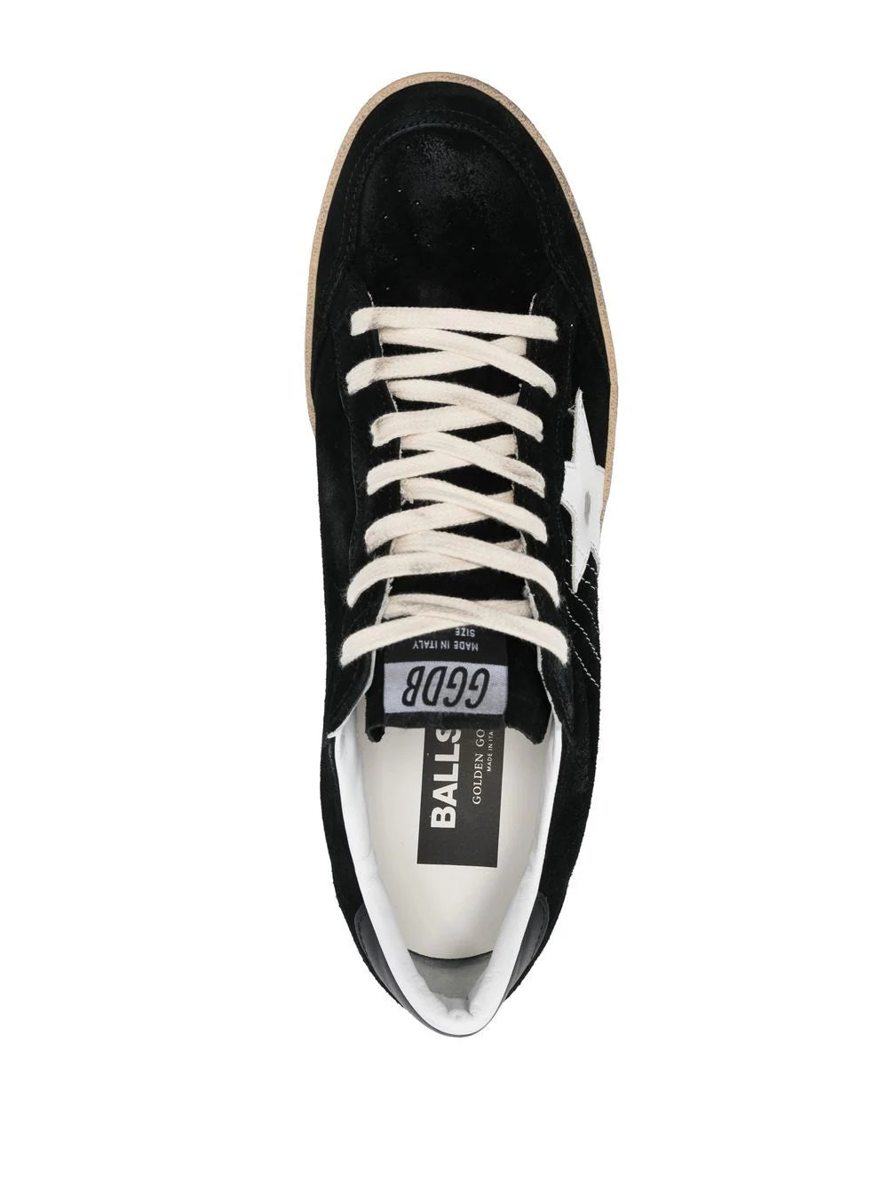 Golden Goose Ball Star In Black Suede With White Leather Star