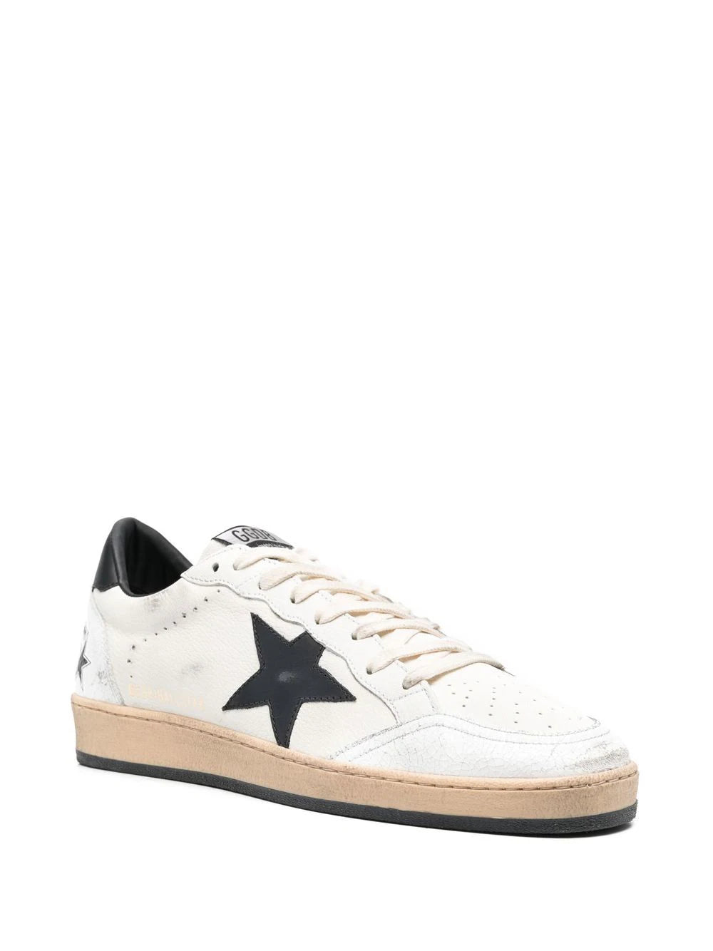 Golden Goose Ball Star In White Nappa And Black Star