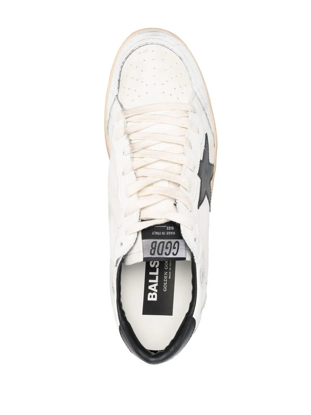 Golden Goose Ball Star In White Nappa And Black Star