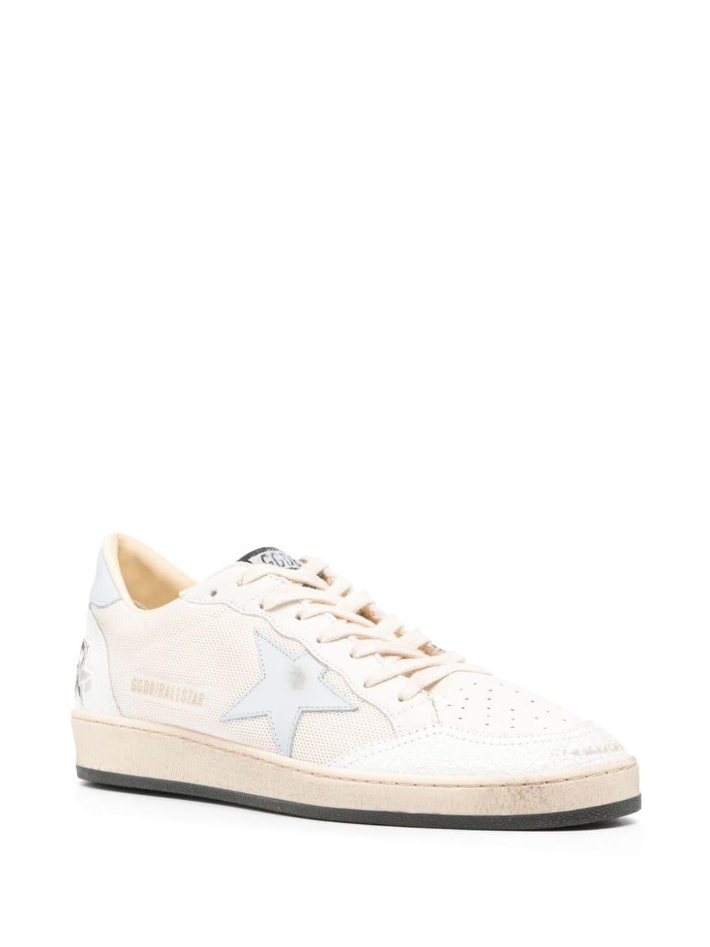 Golden Goose Ball Star Ltd In White Leather And Mesh With Blue Star