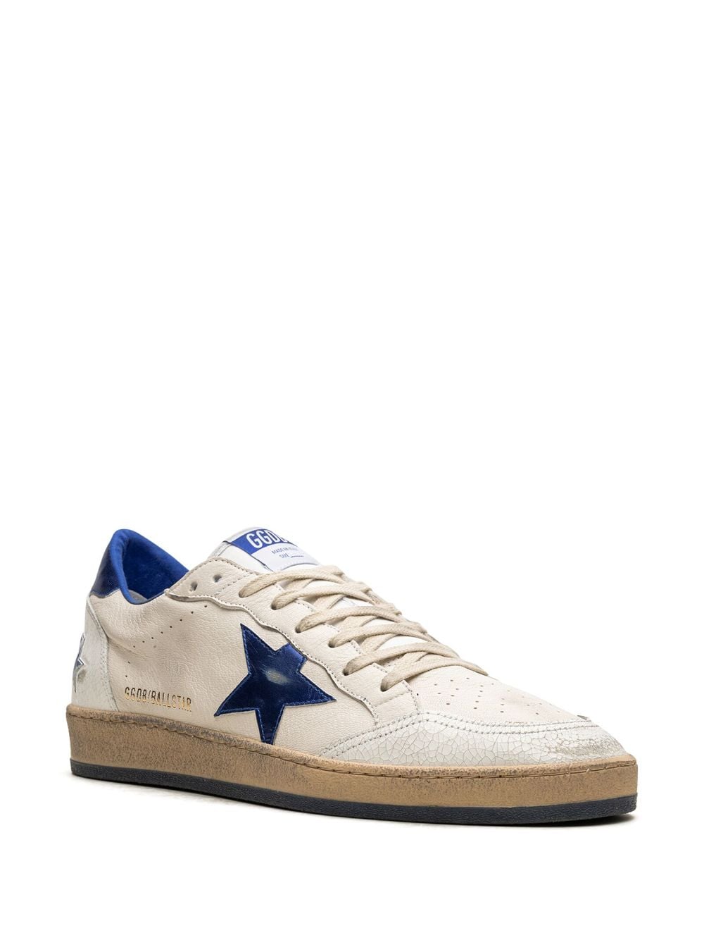 Golden Goose Ball Star Man In White Nappa With Blue Star And Heel Tab