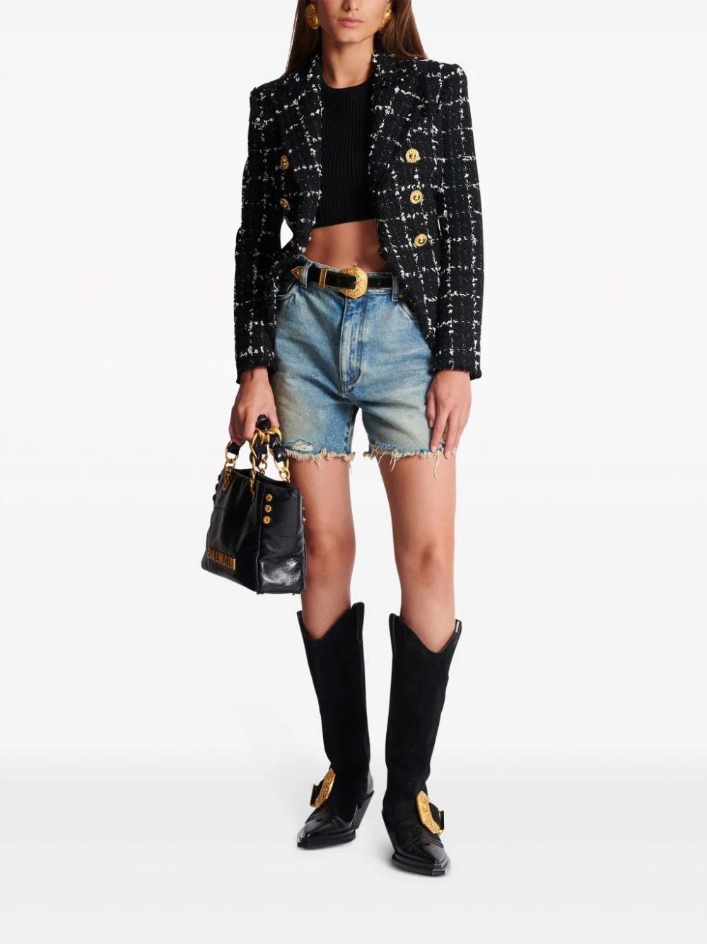 BALMAIN 3-button Fine Knit Top