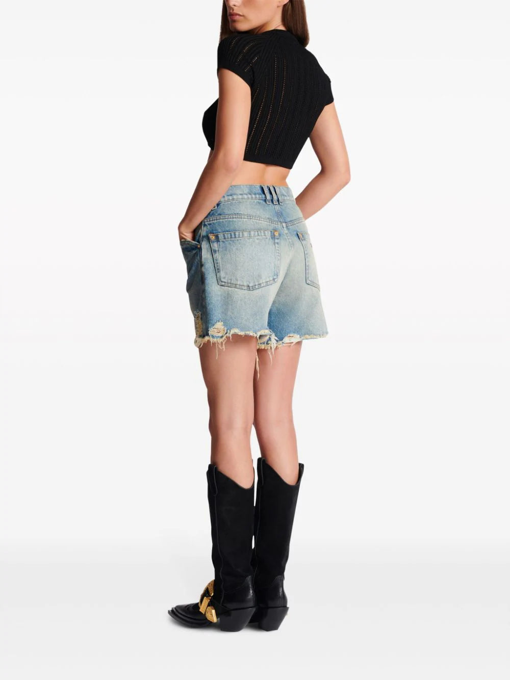 BALMAIN 3-button Fine Knit Top