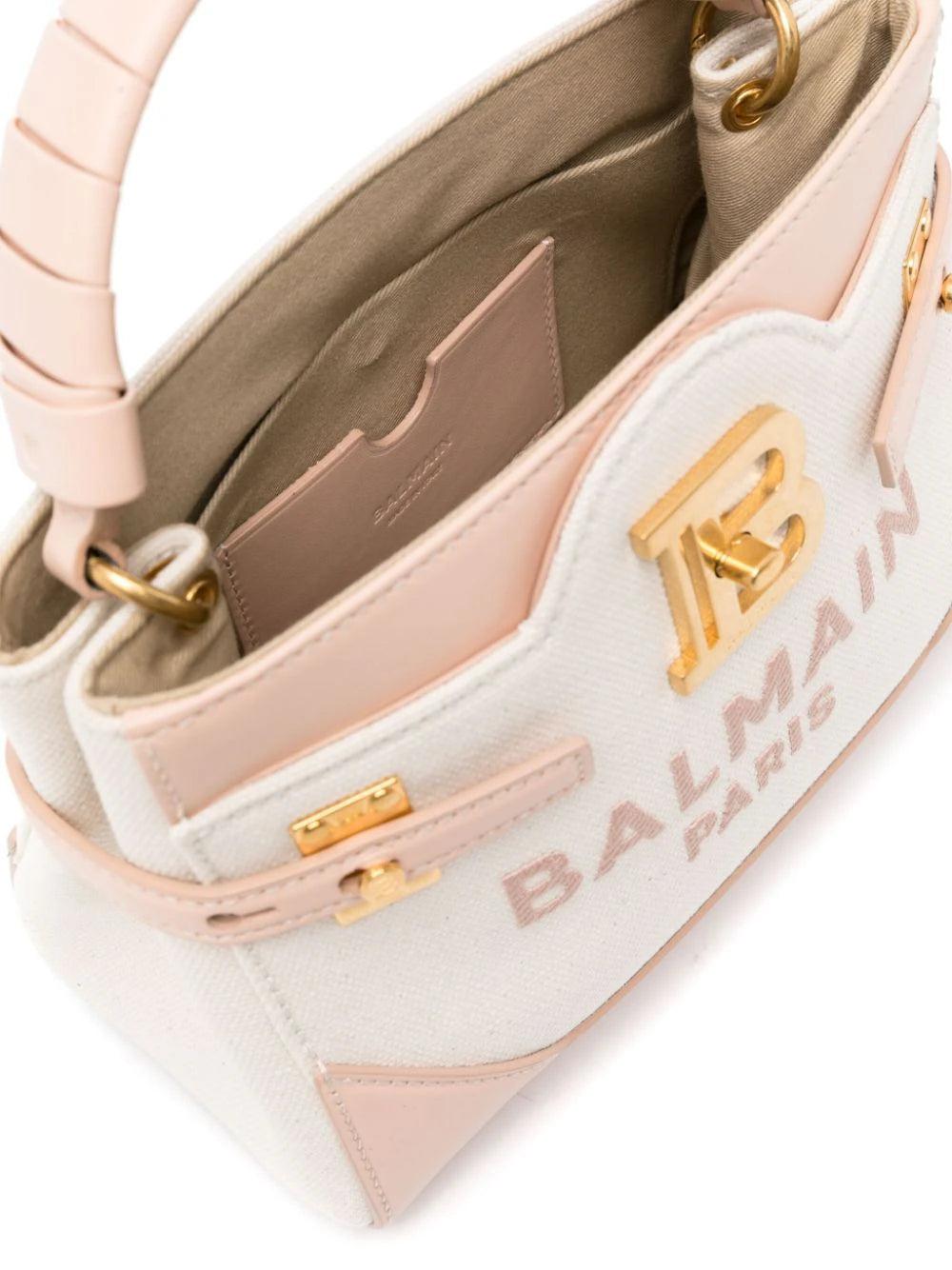 BALMAIN B-buzz 22 Canvas Top Handle Bag