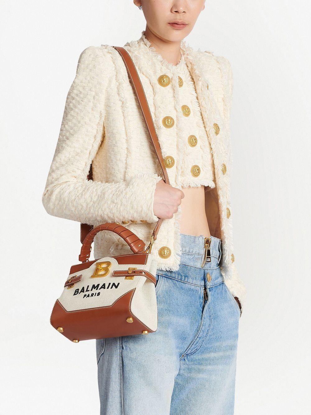 BALMAIN B-buzz 22 Canvas Top Handle Bag