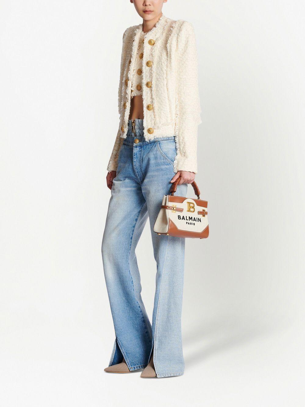 BALMAIN B-buzz 22 Canvas Top Handle Bag