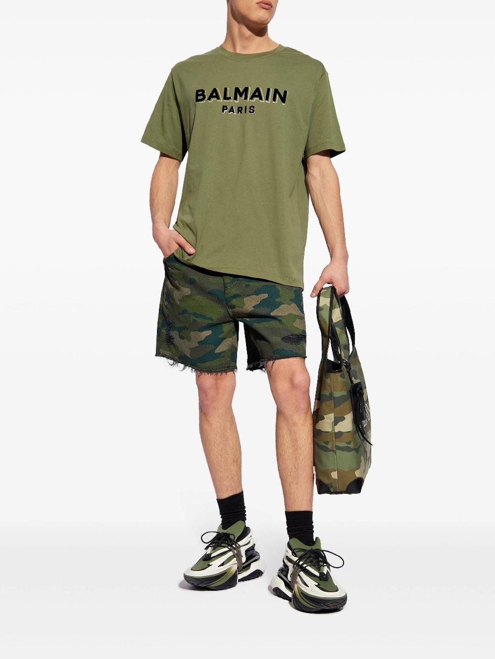 BALMAIN Camouflage Denim Shorts