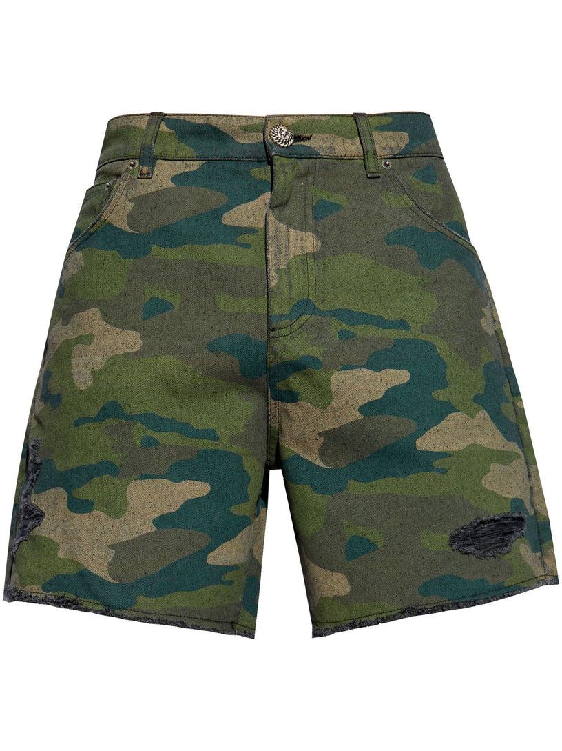 BALMAIN Camouflage denim shorts