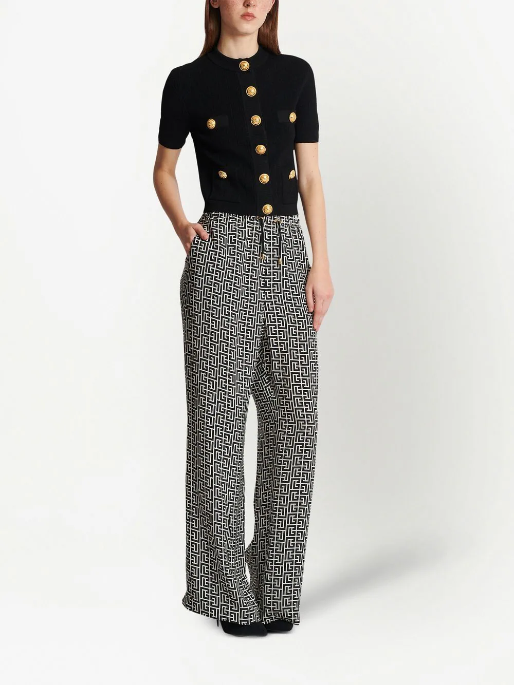 BALMAIN Fine Ribbed Knit Cardigan With Buttons