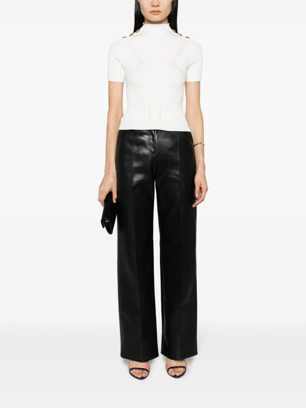 BALMAIN Fine Ribbed Knit Top