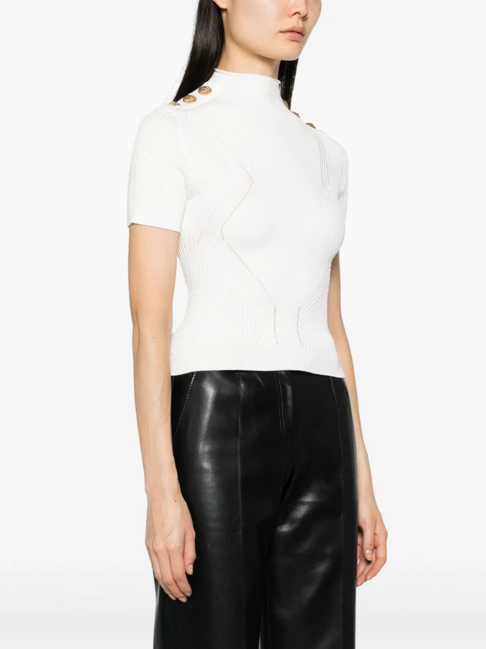 BALMAIN Fine Ribbed Knit Top