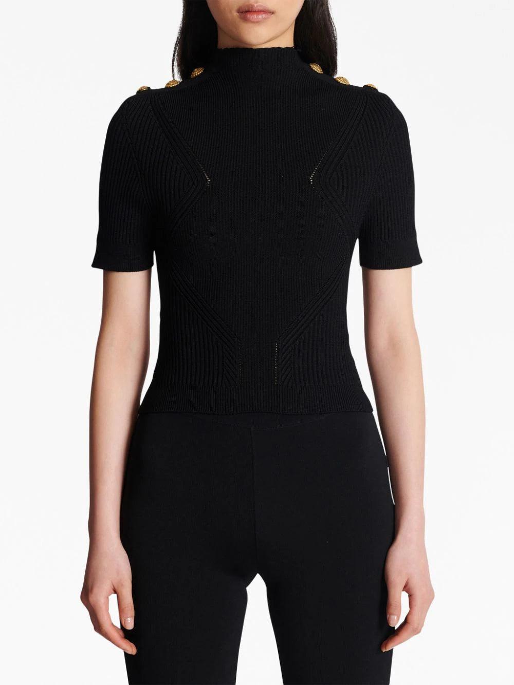 BALMAIN Fine Ribbed Knit Top