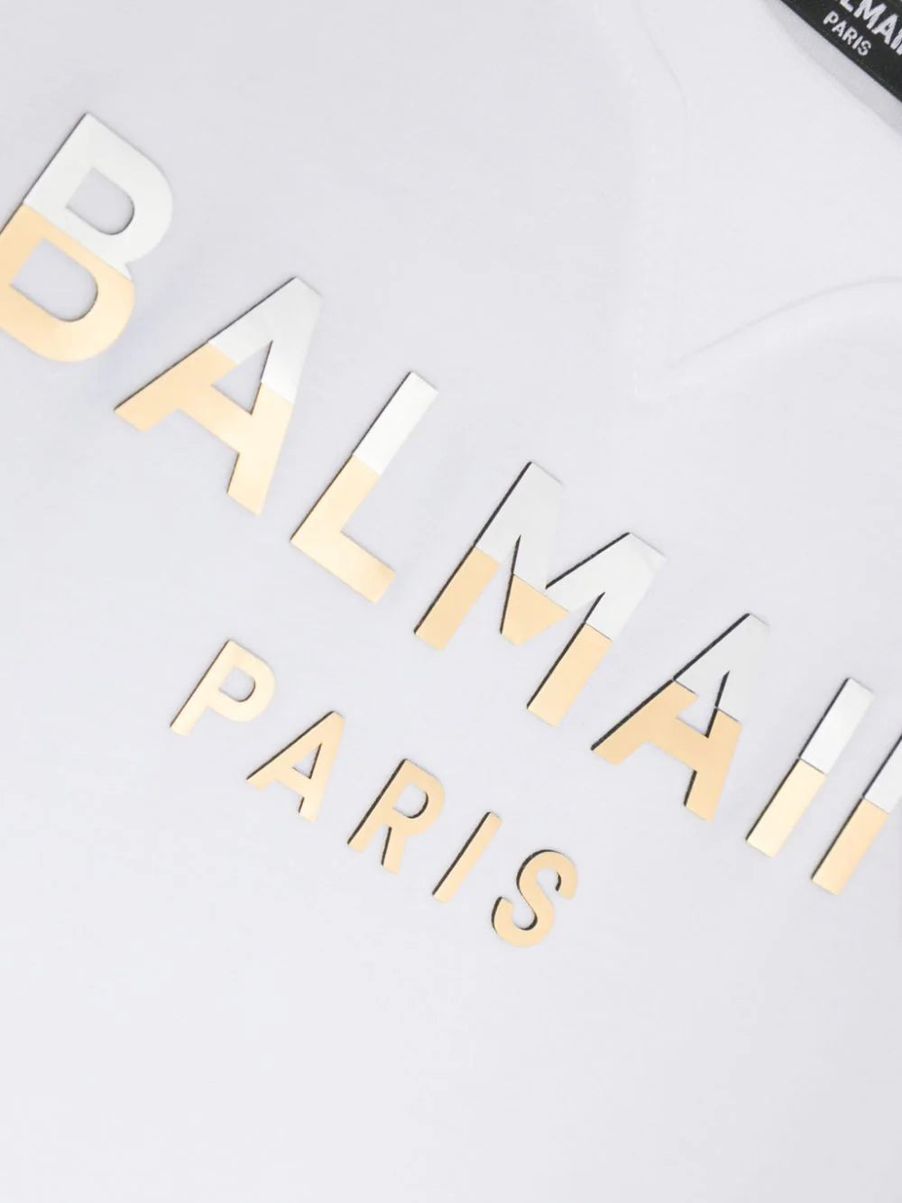 BALMAIN Kids Dress T-shirt With Metallic Print