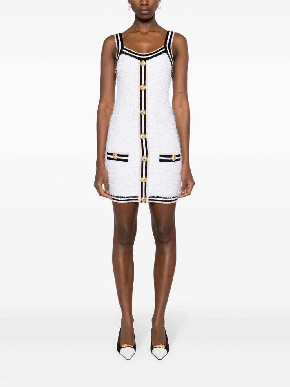 BALMAIN Maze-monogram Bouclé Minidress