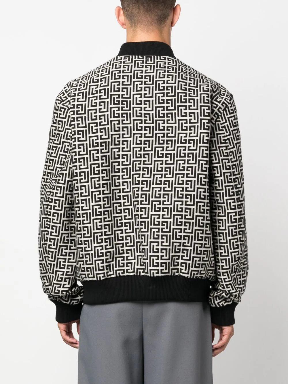 BALMAIN Monogram-pattern Reversible Bomber Jacket