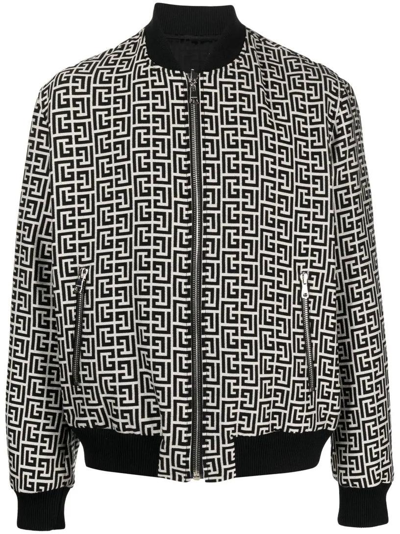 BALMAIN Monogram-pattern reversible bomber jacket