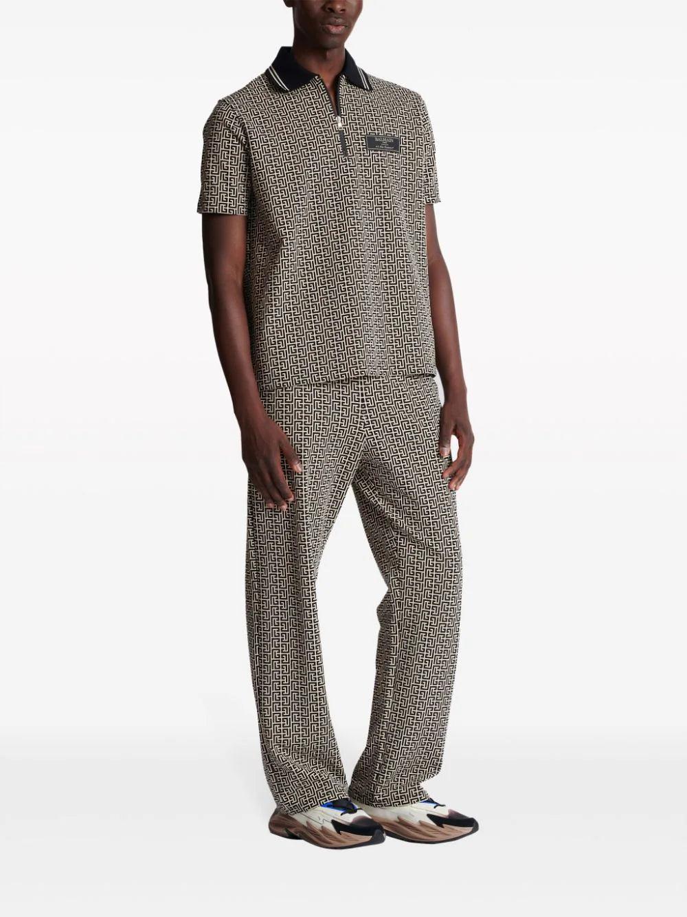 BALMAIN Monogram Zip Polo Shirt