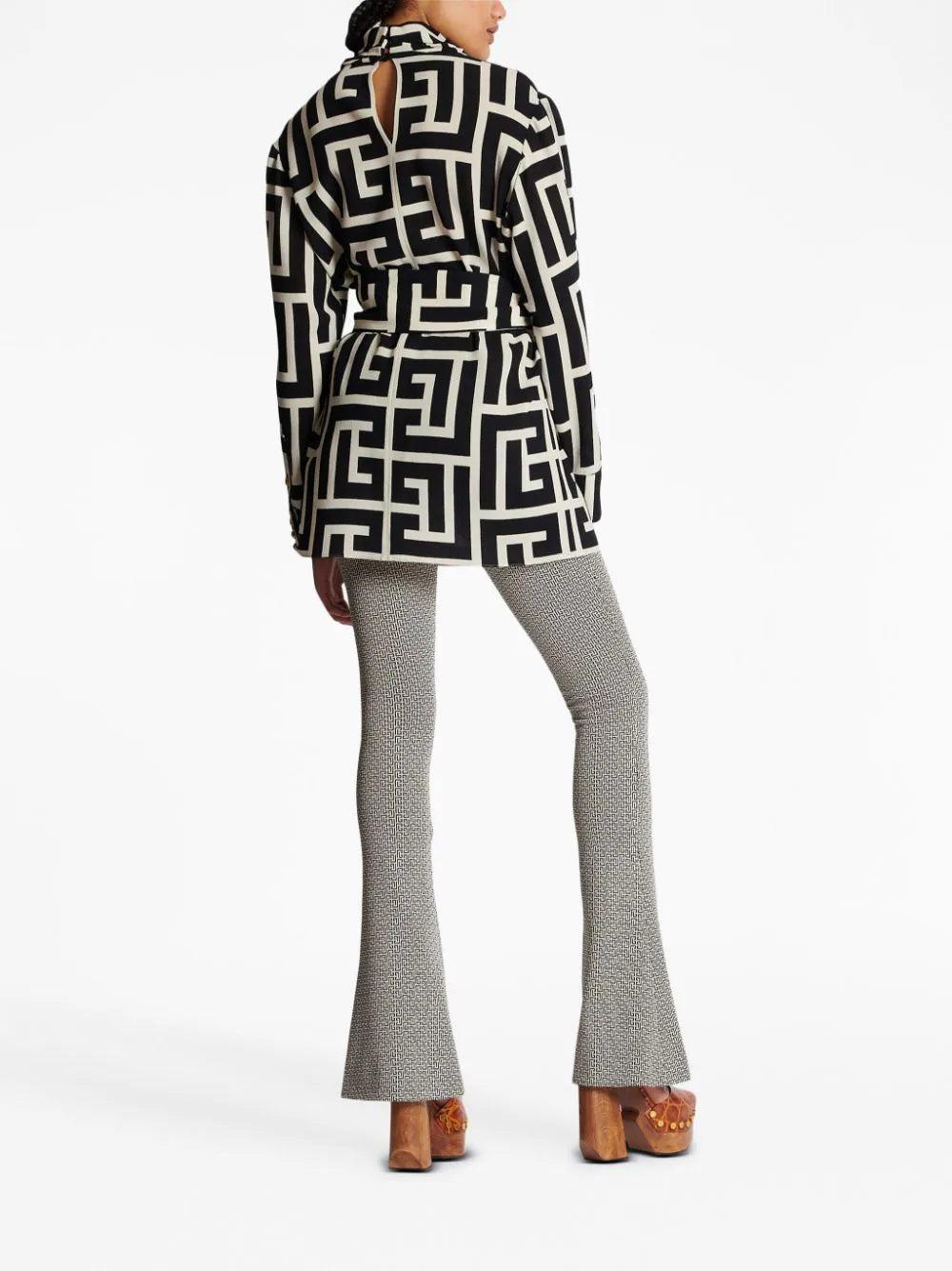 BALMAIN Monogrammed Blouse With Belt