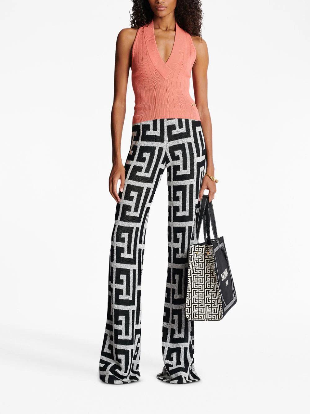 BALMAIN Monogrammed Jacquard Trousers