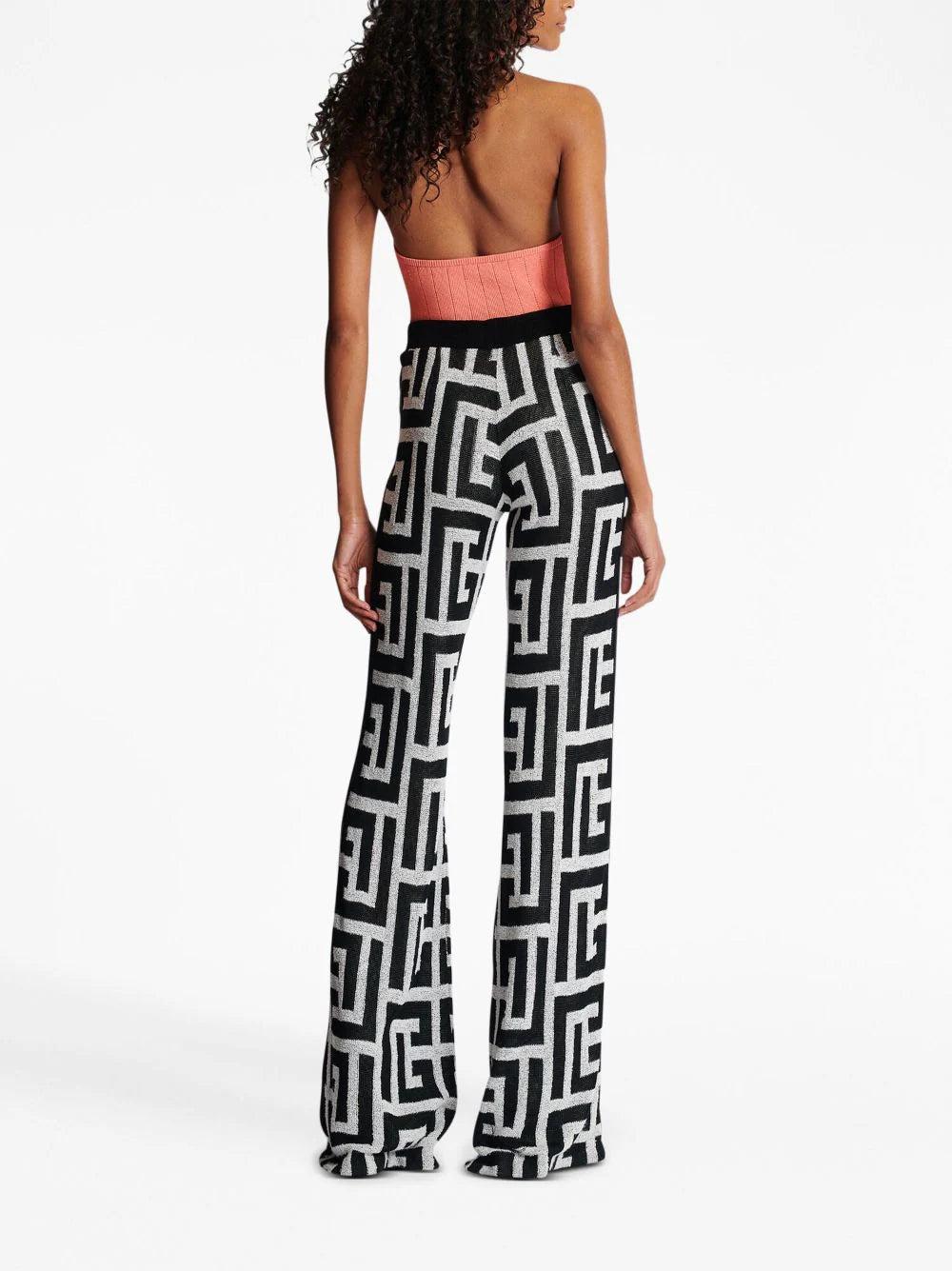 BALMAIN Monogrammed Jacquard Trousers