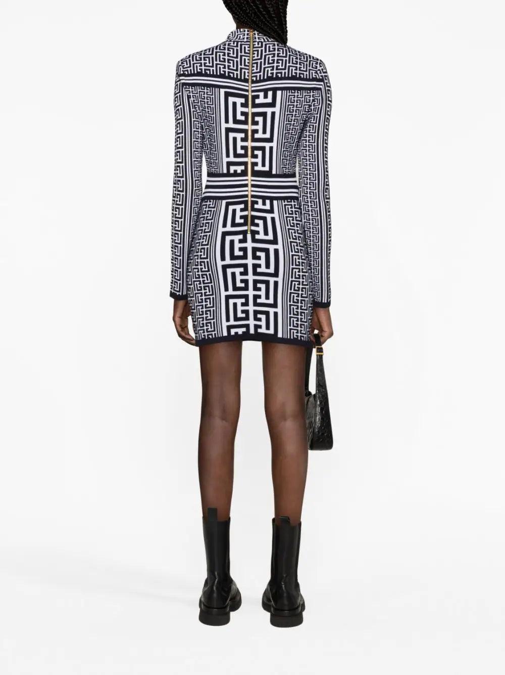 BALMAIN Monogrammed Knit Dress