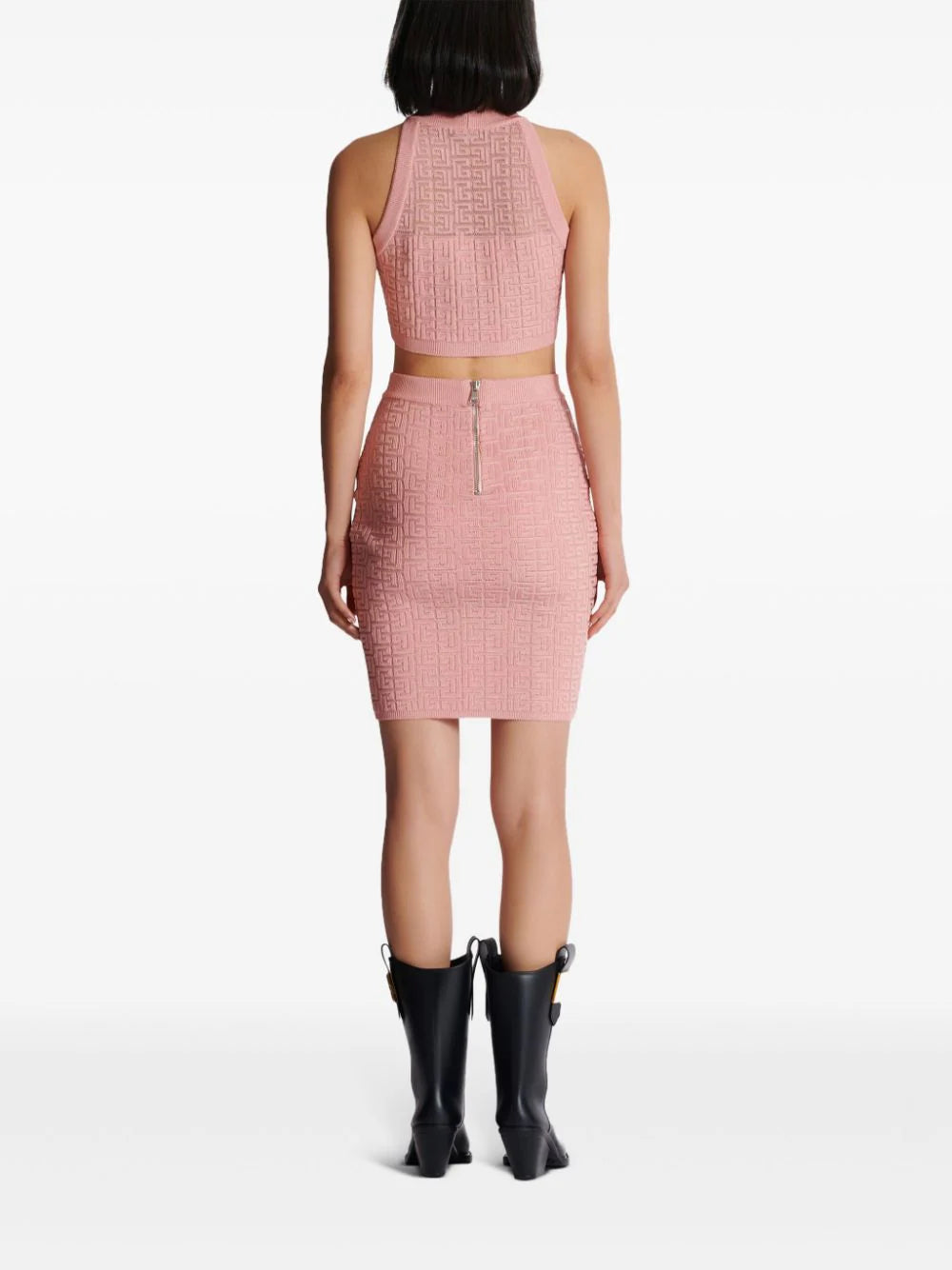 BALMAIN Pb Labyrinth Monogram Knit Skirt