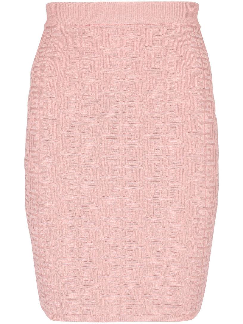 BALMAIN Pb labyrinth monogram knit skirt