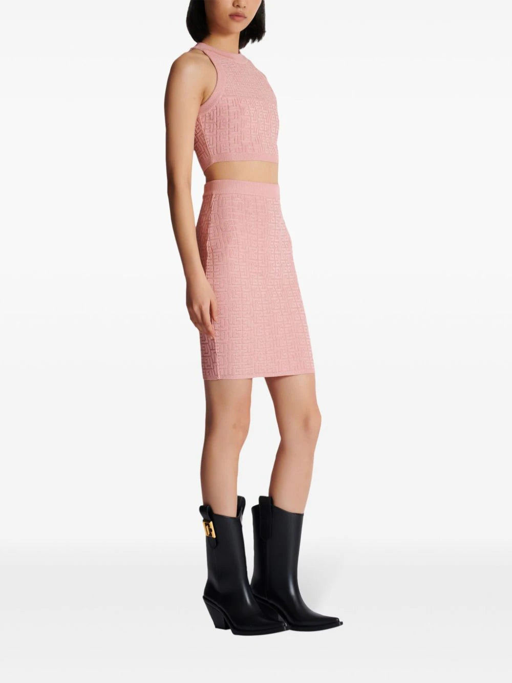 BALMAIN Pb Labyrinth Monogram Knit Top