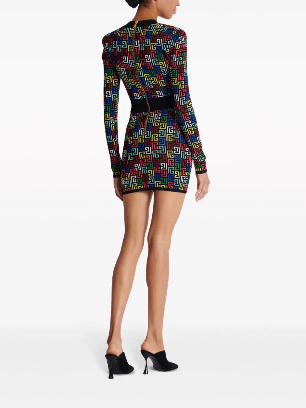 BALMAIN Pop Knit Dress With Monogram