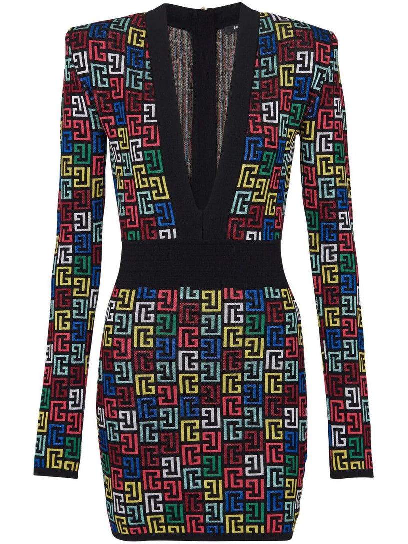 BALMAIN Pop knit dress with monogram