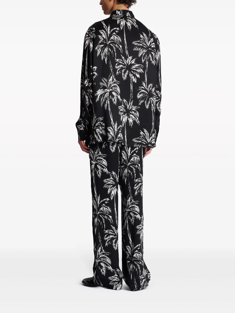 BALMAIN Printed Satin Palm Tree Shirt