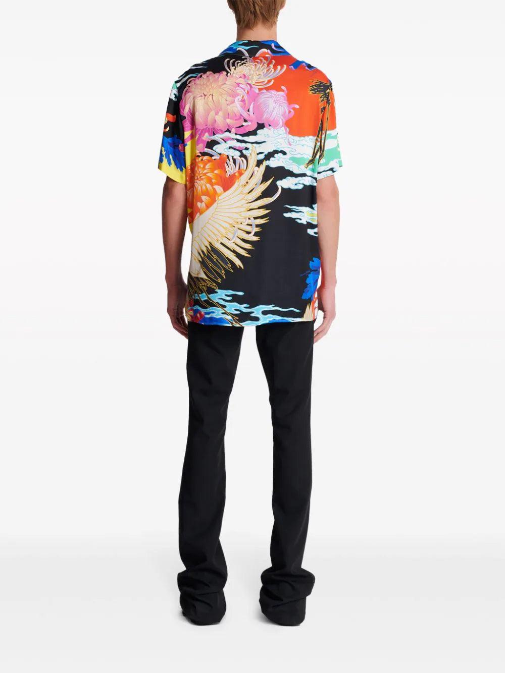 BALMAIN Shirt With Crane Print