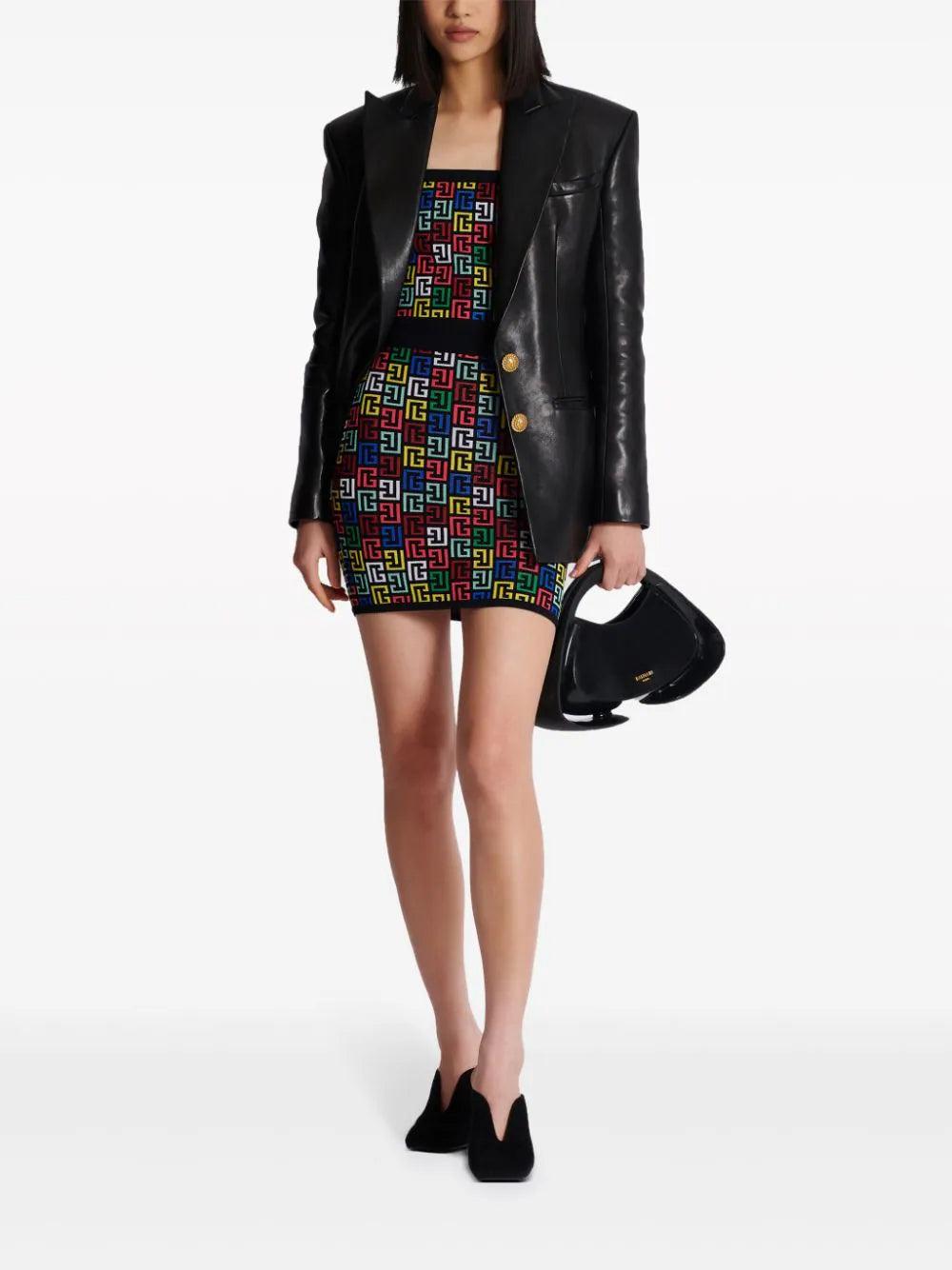 BALMAIN Skirt In Multicoloured Pop Monogram Knit
