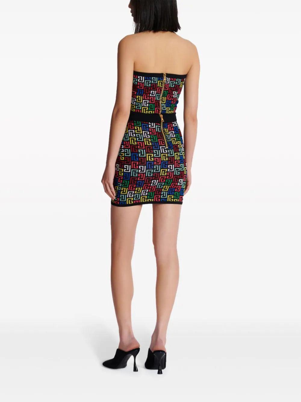 BALMAIN Skirt In Multicoloured Pop Monogram Knit